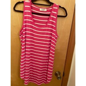 Zenana Women’s Pink/White Striped Tank Top NWOT XL